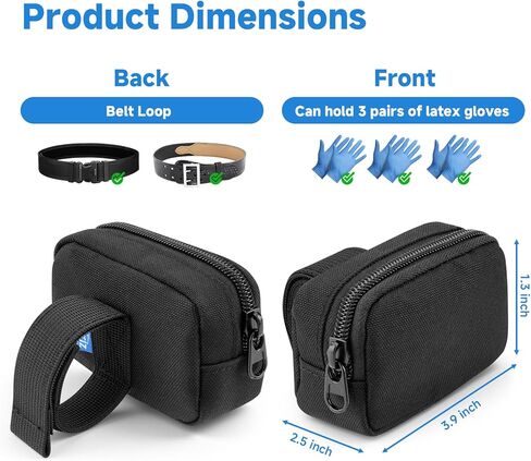 Xxerciz Duty Belt Gloves Pouch, Latex Disposable Glove Holder with Double Pockets Holds 2 to 3 Pairs of Gloves, Waist Bag for Police Officer Law Enforcement Personnel Security Firefighter in Kuwait