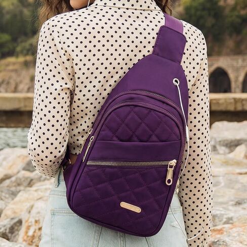 Fashion Small Sling Bag for Women Men,Backpack Crossbody Chest Bag for Travel Outdoor Hiking,Purple in Kuwait