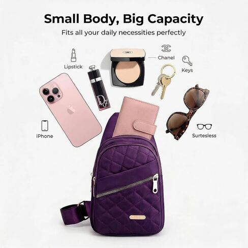 Fashion Small Sling Bag for Women Men,Backpack Crossbody Chest Bag for Travel Outdoor Hiking,Purple in Kuwait