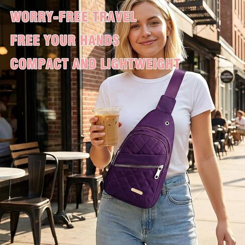 Fashion Small Sling Bag for Women Men,Backpack Crossbody Chest Bag for Travel Outdoor Hiking,Purple in Kuwait