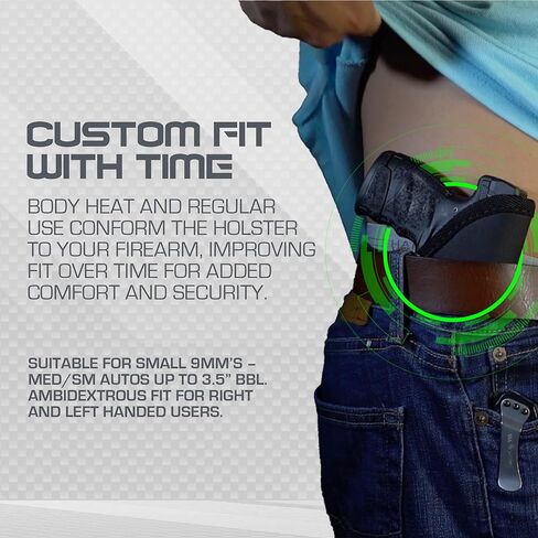 حافظة إخفاء لاصقة للرجال والنساء - MD-4-GEN1 - تناسب Glock 26/27، Ruger SR9c، Taurus G2 وغيرها من السيارات ذات الإطار المتوسط ​​الصغير الحجم ذات المكدس المزدوج حتى 3.8 بوصة - يمكن استخدامه بكلتا اليدين، IWB in Kuwait