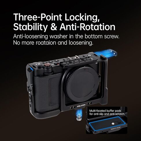 FALCAM F22&F38 Quick Release Camera Cage（for ZR） Detachable Ergonomic Grip, Dedicated HDMI Cable Clamp, Cold Shoe, 1/4" Threads and ARRI Locating Holes - Smooth Fit for Buttons & Battery Door in Kuwait