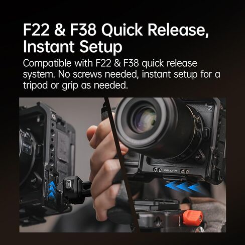 FALCAM F22&F38 Quick Release Camera Cage（for ZR） Detachable Ergonomic Grip, Dedicated HDMI Cable Clamp, Cold Shoe, 1/4" Threads and ARRI Locating Holes - Smooth Fit for Buttons & Battery Door in Kuwait