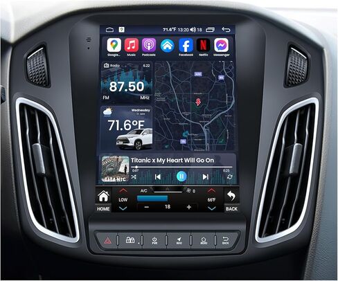 راديو السيارة Android 13 لسيارة Ford Focus 2012-2018: صوت عالي الدقة، 8-Core 4+64G، شاشة لمس 9.7 بوصة، CarPlay/Android Auto، GPS، 5G WiFi، BT5.0، DTS 5.1 محيطي، كاميرا احتياطية، شاشة مقسمة، وصلة مرآة in Kuwait