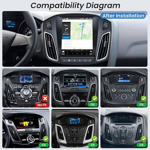 راديو السيارة Android 13 لسيارة Ford Focus 2012-2018: صوت عالي الدقة، 8-Core 4+64G، شاشة لمس 9.7 بوصة، CarPlay/Android Auto، GPS، 5G WiFi، BT5.0، DTS 5.1 محيطي، كاميرا احتياطية، شاشة مقسمة، وصلة مرآة in Kuwait
