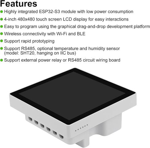 AITRIP ESP32-S3 4 بوصة LCD تعمل باللمس عرض 480x480 RS485 /SHT20 مجلس التنمية لاردوينو in Kuwait