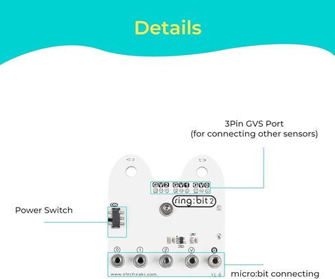 حلقة microbit من ELECFREAKS: محول لوحة توسيع bit v2 مع 3 منافذ I/O، لوحة كسر microbit مناسبة لبناء الروبوتات والاختراعات المخصصة مثل مجموعة ELECFREAKS Ringbit 6 في 1/سيارة Ringbit in Kuwait