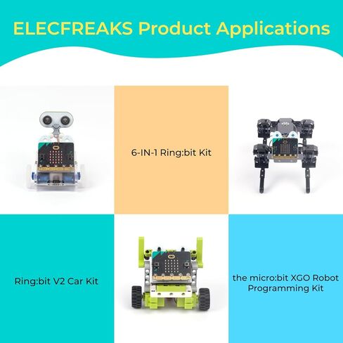حلقة microbit من ELECFREAKS: محول لوحة توسيع bit v2 مع 3 منافذ I/O، لوحة كسر microbit مناسبة لبناء الروبوتات والاختراعات المخصصة مثل مجموعة ELECFREAKS Ringbit 6 في 1/سيارة Ringbit in Kuwait