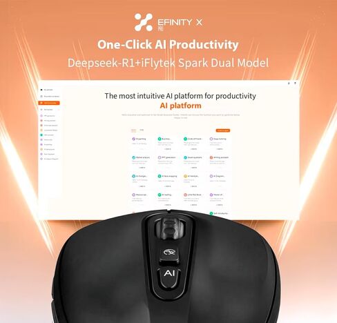 Pro AI Mouse: Dual AI Assistant (Deepseek+iFlytek), SWOT & Business Analysis, Voice Typing, 320h Battery, Silent, PC/Mac/Linux in Kuwait