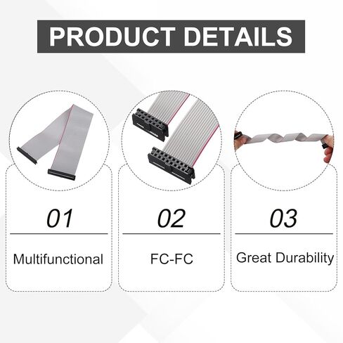 MECCANIXITY IDC موصل كابل الشريط المسطح، 44 دبابيس 2 مم الملعب 30 سم طول FC إلى FC موصل أنثى مزدوج سلك كابل الشريط المسطح للإلكترونيات الصناعية، رمادي in Kuwait