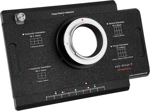 Fotodiox Pro Shift/Stitch Adapter - Comaptible with Nikon F-Mount Cameras to fit Large Format 4x5 View Cameras with a Graflok Rear Standard in Kuwait