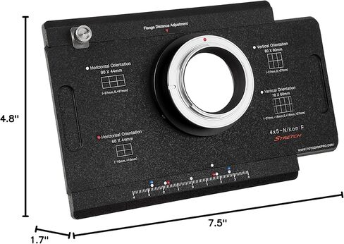Fotodiox Pro Shift/Stitch Adapter - Comaptible with Nikon F-Mount Cameras to fit Large Format 4x5 View Cameras with a Graflok Rear Standard in Kuwait