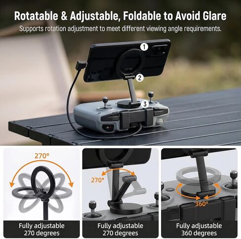 حامل هاتف مغناطيسي قابل للتعديل لجهاز التحكم عن بعد DJI RC-N1/N2/N3 وSkyrover S1/X1، لملحقات DJI Mini 4K، Mini 5/4/3 Pro، Neo 2، Air 3/3S، Avata 360 Drone Accessories in Kuwait