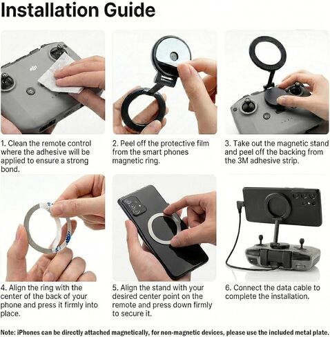 حامل هاتف مغناطيسي قابل للتعديل لجهاز التحكم عن بعد DJI RC-N1/N2/N3 وSkyrover S1/X1، لملحقات DJI Mini 4K، Mini 5/4/3 Pro، Neo 2، Air 3/3S، Avata 360 Drone Accessories in Kuwait