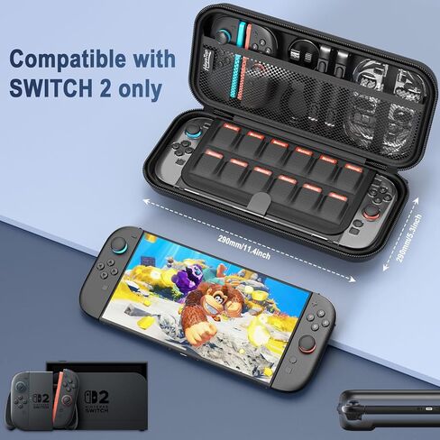 حافظة HEYSTOP Switch 2 لجهاز Nintendo Switch 2، مجموعة حقيبة حمل واقية مع غطاء PC Switch 2 وغطاء قبضة TPU لجهاز Switch 2 Joycon، تصميم تخزين بسعة كبيرة لملحقات Nintendo Switch 2 in Kuwait