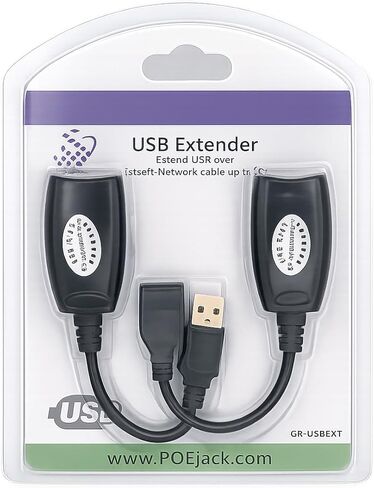 موسع USB لشبكة الشبكة عبر كابل الشبكة (Cat6a، Cat6، Cat5e، Cat5) حتى 150 قدمًا. RJ45، ذكر USB، وصلات USB أنثى. GR-USBEXT in Kuwait