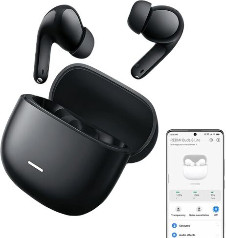 سماعات أذن لاسلكية XIAOMI Redmi Buds 8 Lite، 42 ديسيبل ANC، بطارية 36 ساعة، مقاومة للماء IP54، اتصال جهاز مزدوج، أسود in Kuwait