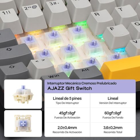 EPOMAKER Ajazz AK820 PRO ISO-ES لوحة مفاتيح ميكانيكية لاسلكية مع Pantalla & Perilla، 2.4G/BT/USB، RGB، برامج مخصصة، لوحة ألعاب Teclado de 75% Distribución Española للكمبيوتر الشخصي/Mac (أسود) in Kuwait