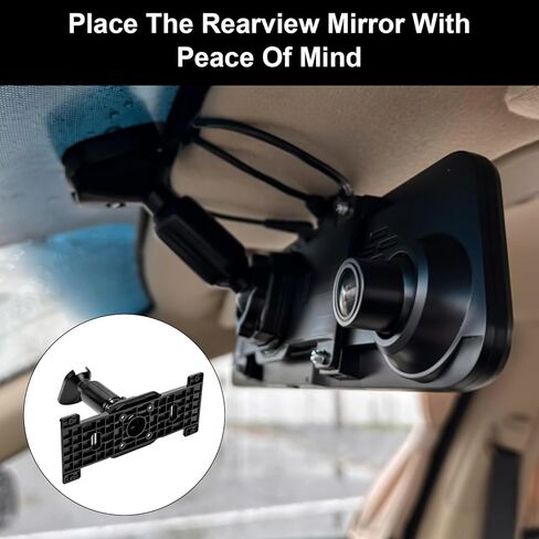 Dash Cam Mirror Mount with Extra Mirror Base, Universal Rear View Mirror Mount Kit for 5.5"-12" Mirror Dash Cams, Sturdy Car Dash Cam Bracket Back Plate Panel for Most Vehicles in Kuwait