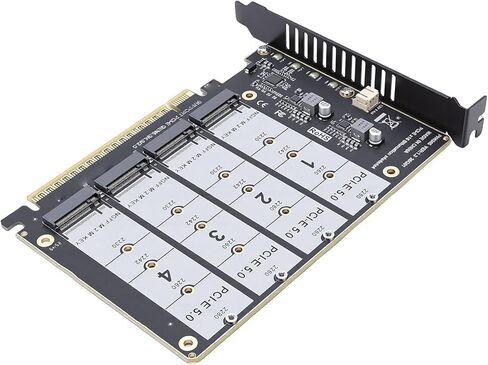 CUIFATI M.2 PCIe Adapter Card, 4 Port NVMe SSD to PCIe X16 Expansion Card with 4 LED Indicators, Supports 3.0 .0 5.0 for M.2 NVMe SSDs in Kuwait
