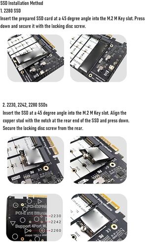 CUIFATI M.2 PCIe Adapter Card, 4 Port NVMe SSD to PCIe X16 Expansion Card with 4 LED Indicators, Supports 3.0 .0 5.0 for M.2 NVMe SSDs in Kuwait