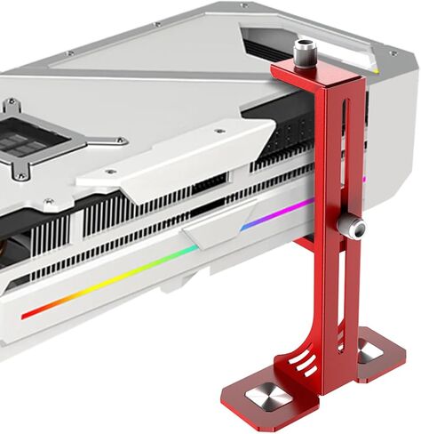دعامة دعم GPU، حامل حامل GPU يدعم بطاقة رسومات الفيديو مع مغناطيس، دعم بطاقة الرسومات، حامل GPU قابل للتعديل مضاد للترهل 35-125 مم، يدعم سمك GPU 4090 يصل إلى 75 مم (أحمر) in Kuwait