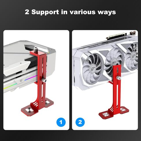 دعامة دعم GPU، حامل حامل GPU يدعم بطاقة رسومات الفيديو مع مغناطيس، دعم بطاقة الرسومات، حامل GPU قابل للتعديل مضاد للترهل 35-125 مم، يدعم سمك GPU 4090 يصل إلى 75 مم (أحمر) in Kuwait