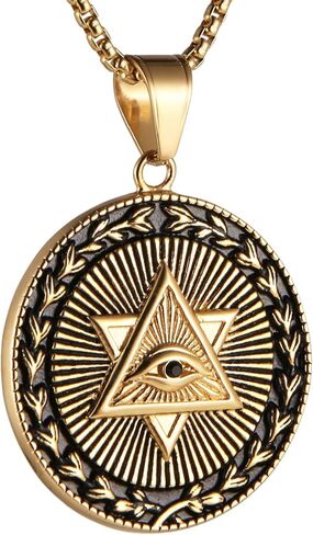 AsAlways 18k Gold Plated All Seeing Eye Egypt Pendant Protection Masonic Freemason Crossbones Skull Accessories Gifts in Saudi Arabia