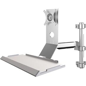 Wall Mount Workstation, Sit Stand Monitor Desk Mount with Keyboard Tray, Full-Motion Arm, Cable Management, 8Kg Load Capacity for 17-27 Inch Screens in Kuwait