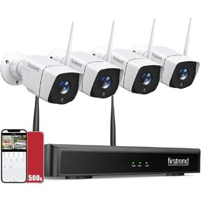 2026 Update Firstrend Wireless Security Camera System Outdoor, 2 Way Audio& Human Detection, 8CH System with 4pcs WiFi IP CCTV Cameras for Home Security,IP66 Waterproof,24/7 Recording,No Monthly Fee in Saudi Arabia