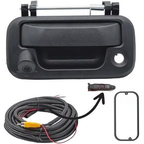 مقبض الباب الخلفي مع استبدال الكاميرا الاحتياطية العكسية لـ 2004-2014 Ford F150، 2008-2016 F-250/F-350/F450/F550 بيك اب كاميرا الرؤية الخلفية لموقف السيارات موصل RCA مع حزام تمديد 26FT in Kuwait