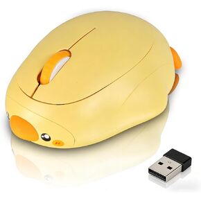 Cute Yellow Duck Wireless Mouse, Bluetooth 2.4G Dual Mode, Rechargeable Silent Mouse, Connect 3 Devices, High Precision Animal Design, Compatible with Laptop PC iOS Android Windows in Saudi Arabia