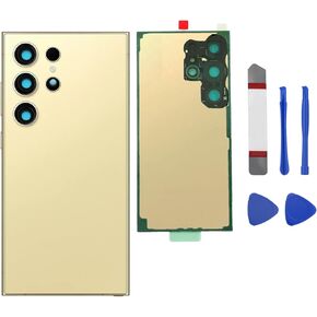 Galaxy S24 Ultra Rear Back Glass Replacement Compatible with Samsung Galaxy S24 Ultra, Galaxy S24 Ultra 5G Back Glass Replacement with Pre-Installed Camera Lens+Adhesive+Repair Tool Kits(Yellow Gold) in Kuwait