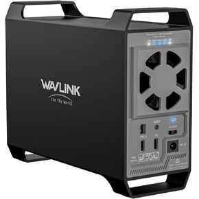 حاوية القرص الصلب WAVLINK 2-Bay لـ 3.5 بوصة و2.5 بوصة SATA HDD/SSD تتميز بسرعة 10 جيجابت في الثانية USB C 3.2، تدعم سعة 44 تيرابايت، مراوح تبريد مدمجة، 4 أوضاع RAID (RAID عادي/كبير/1/0)، هيكل من سبائك الألومنيوم in Kuwait