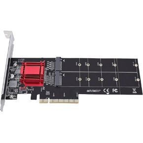 Dual NVMe to PCIe Adapter, 2 Port M.2 NVMe SSD PCIe 3.1 X4 Expansion Card with ASM1812 Chipset, Desktop PC Motherboard 2230 2242 2260 2280 22110 in Kuwait