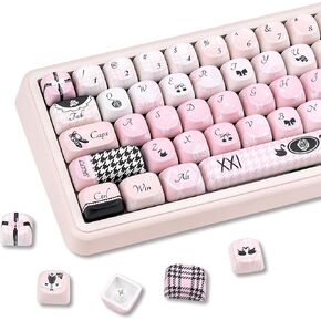 142 مفتاح PBT Keycaps، وردي أسود صبغ التسامي مخصص لطيف Keycap، لعبة البوكر موضوع MOA ملف تعريف Keycaps مجموعة لـ Cherry Gateron MX Switches لوحات مفاتيح الألعاب الميكانيكية in Kuwait