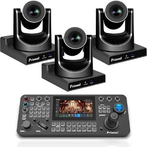 نظام كاميرا Prisual PTZ الجيل 5، تكبير بصري 30X، تتبع تلقائي متقدم بالذكاء الاصطناعي، حزمة PoE HDMI SDI PTZ لعبادة الكنيسة، (PTZ Bundle TEM-30S PROx3+PRO AI Joy Controller) in Kuwait