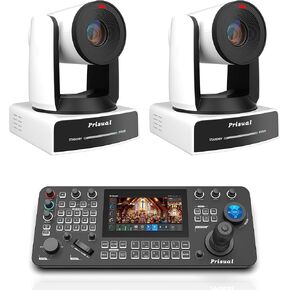 Prisual 4K 30X Official NDI PTZ Camera 2×TEM-4K30N PRO + PRO AI Joy Keyboard, Gen-3 AI Auto Tracking, NDI HX3, PoE, 30X Zoom, 3-Year US Warranty, Church/Conference Live Streaming in Kuwait