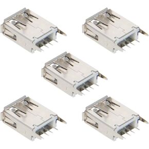 PCB USB موصل نوع A أنثى جاك 4 دبوس 180 درجة عمودي مستقيم إدراج 5 قطعة ، WuJuntool in Kuwait