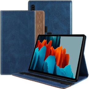 متوافق مع هاتف Samsung Galaxy Tab S8 Plus مقاس 12.4 بوصة 2022/S7 FE، ''2021 et، 2020 PU، جراب واقٍ من جلد البولي يوريثان وحزام تثبيت قابل للتعديل وفتحة حامل للبطاقات مقاومة للصدمات للكمبيوتر اللوحي (أزرق) in Kuwait