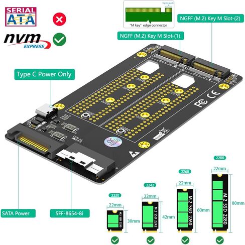 Sintech Dual M.2 NVME SSD 4x4x to Slimline SFF-8654 8X Adapter (PCIe Bifurcation Motherboard is Required) in Kuwait