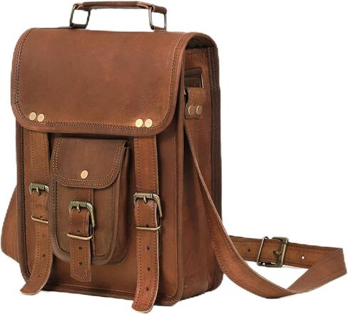 حقيبة كتف كلاسيكية من الجلد الطبيعي لجهاز iPad/الكمبيوتر اللوحي/علامة التبويب/Kindle Satchel Cross Body in Kuwait