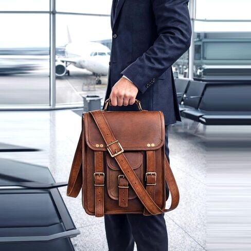 حقيبة كتف كلاسيكية من الجلد الطبيعي لجهاز iPad/الكمبيوتر اللوحي/علامة التبويب/Kindle Satchel Cross Body in Kuwait