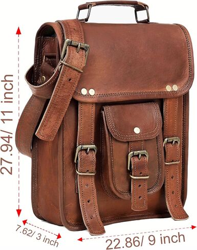 حقيبة كتف كلاسيكية من الجلد الطبيعي لجهاز iPad/الكمبيوتر اللوحي/علامة التبويب/Kindle Satchel Cross Body in Kuwait