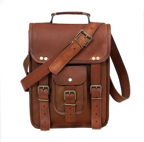 حقيبة كتف كلاسيكية من الجلد الطبيعي لجهاز iPad/الكمبيوتر اللوحي/علامة التبويب/Kindle Satchel Cross Body in Kuwait