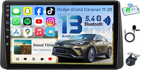 Car Radio for Dodge Grand Caravan 2011-2020: Car Stereo with Wireless CarPlay Android Auto 9 Inch 1280 * 800 HD Touchscreen 4+64G BT5.4 5G WiFi FM HiFi 32EQ GPS Backup Camera in Kuwait