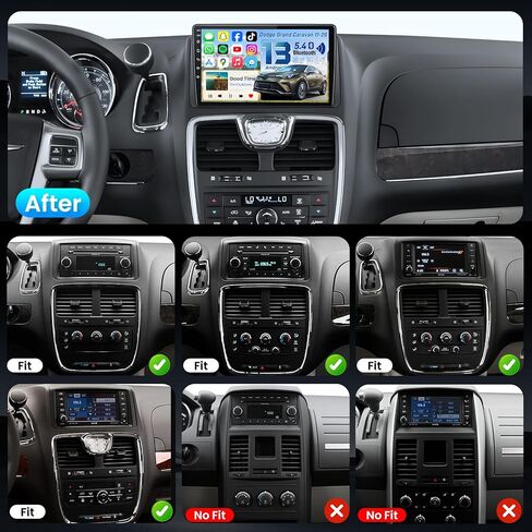 Car Radio for Dodge Grand Caravan 2011-2020: Car Stereo with Wireless CarPlay Android Auto 9 Inch 1280 * 800 HD Touchscreen 4+64G BT5.4 5G WiFi FM HiFi 32EQ GPS Backup Camera in Kuwait