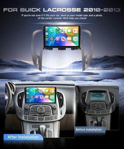 ستيريو سيارة 4G+128G لـ Buick Lacrosse 2009-2012، CarPlay Android Auto، شاشة لمس Incell HD 9 بوصات Android 15 ستيريو للسيارة مع نظام تحديد المواقع العالمي، 5G WiFi، بلوتوث 5.0، FM، 32 EQ، SWC، كاميرا احتياطية in Kuwait