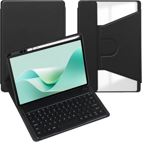 حافظة لوحة مفاتيح دوارة 360 درجة لجهاز Honor Pad X8b 11.0 بوصة 2026، لوحة مفاتيح مستديرة بلوتوث لاسلكية قابلة للفصل، غطاء خلفي أكريليك مع حامل قلم (أرجواني، لوحة لمس بإضاءة خلفية + ماوس) in Kuwait