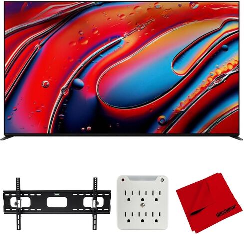 تلفزيون Sony BRAVIA 9 K85XR90 مقاس 85 بوصة 4K HDR Smart QLED Mini-LED (2024) حزمة مع حامل تثبيت على الحائط للتلفزيون مقاس 37 بوصة - 100 بوصة، ومحول زيادة التيار بـ 6 منافذ مع ضوء ليلي وقطعة قماش للتنظيف من الألياف الدقيقة in Kuwait